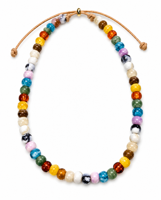 Large Acrylic Multicolored Beads on Adjustable Cord with Star of David Charm