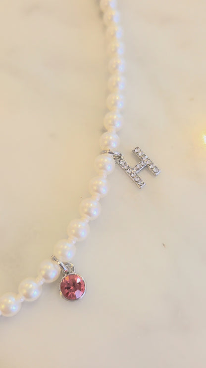 Custom Faux Pearl Charm Necklace Girls