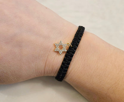 CHW Adjustable Cord Bracelet with Star of David Charm