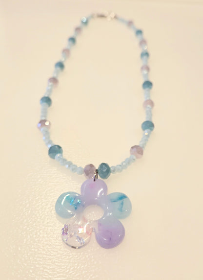 Candy Crystal Resin Flower Necklace