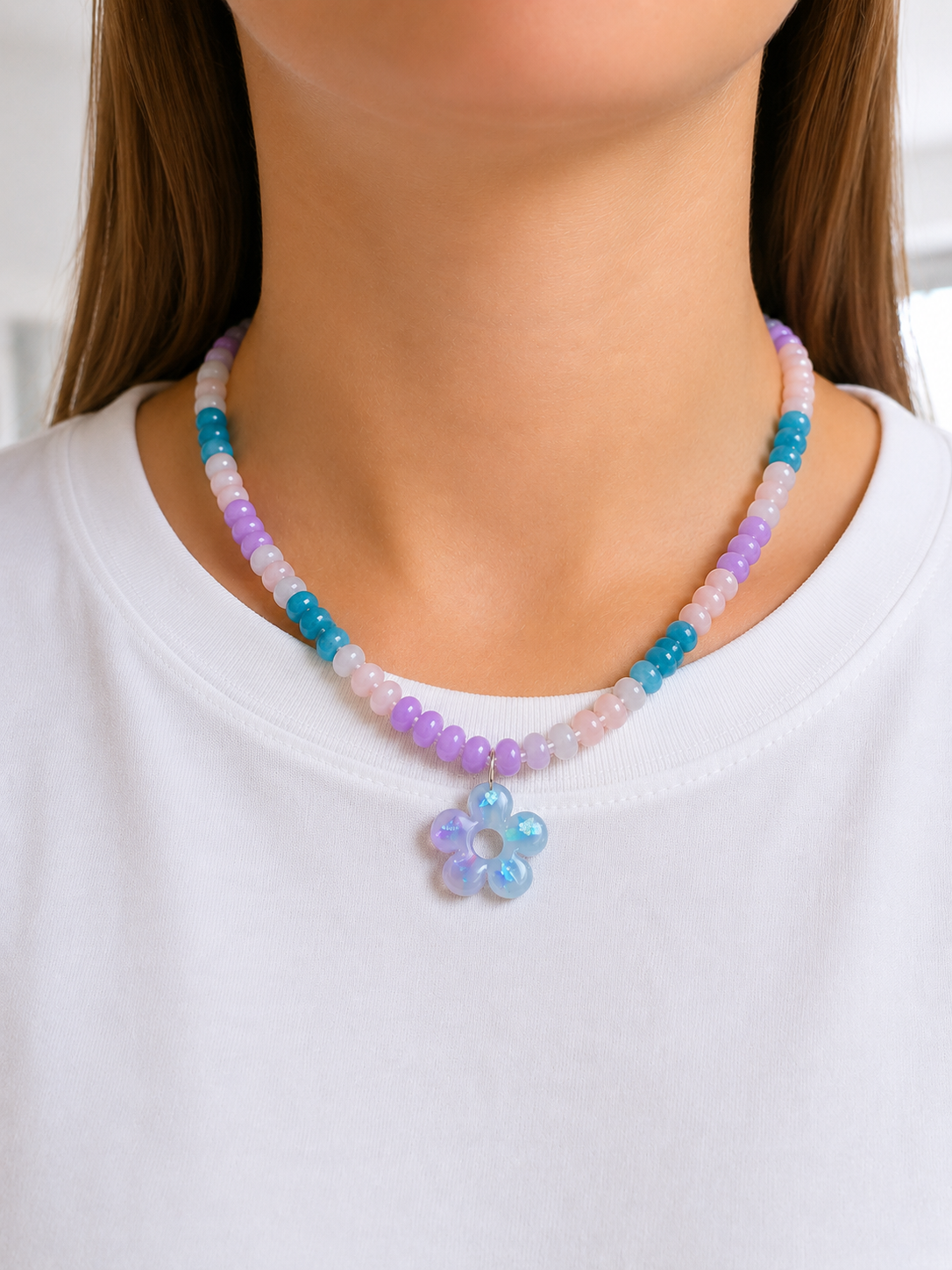 Candy Jade Mermaid Necklace with Resin Flower Charm or Gummy Bear