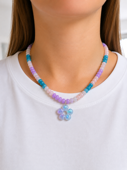 Candy Jade Mermaid Necklace with Resin Flower Charm or Gummy Bear