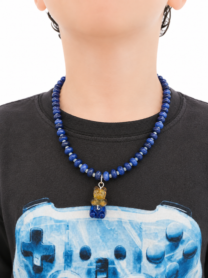 Handmade Resin Gummy Bear Charm on Candy Jade Bead Necklace