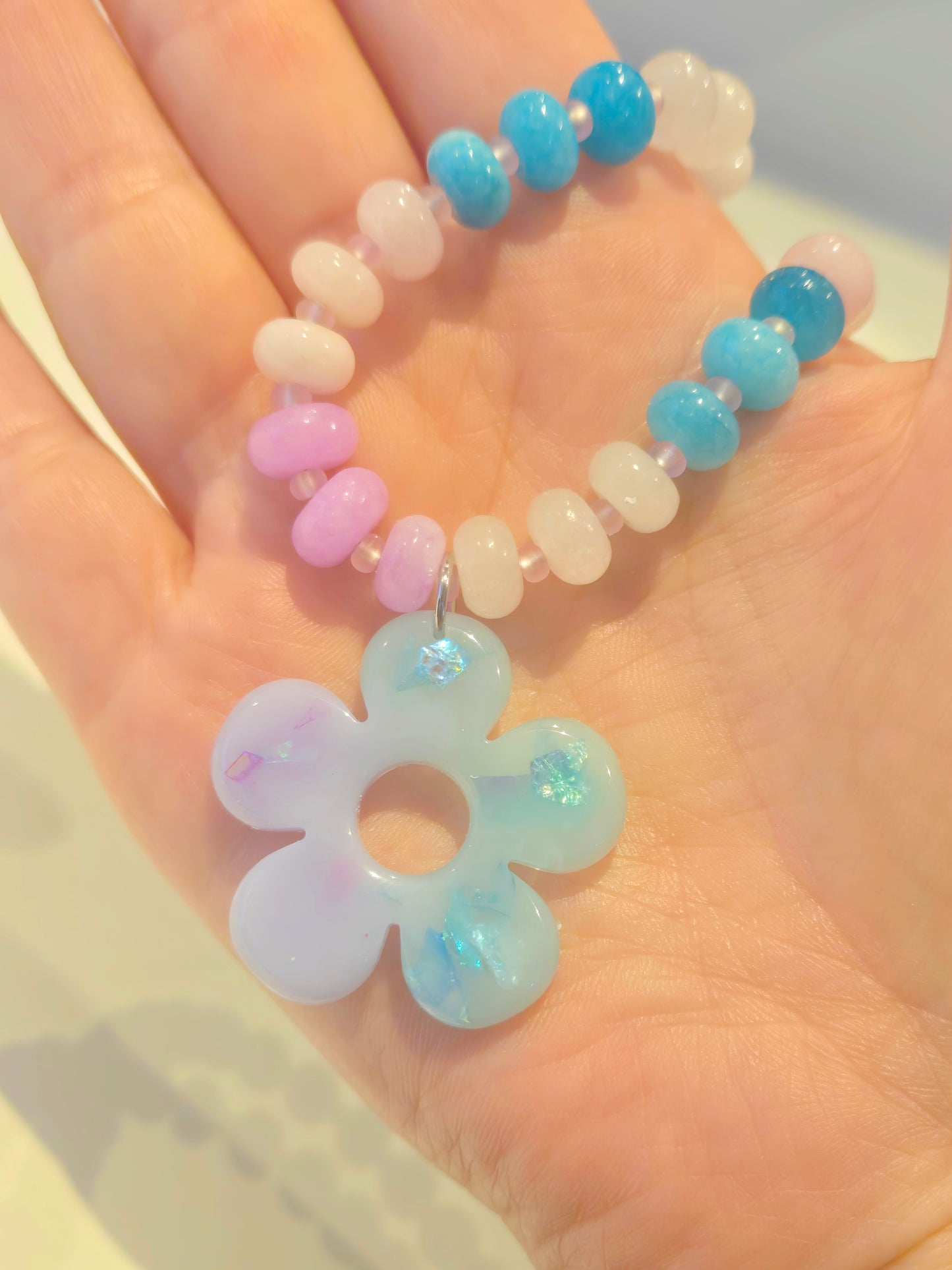 Candy Jade Mermaid Necklace with Resin Flower Charm or Gummy Bear