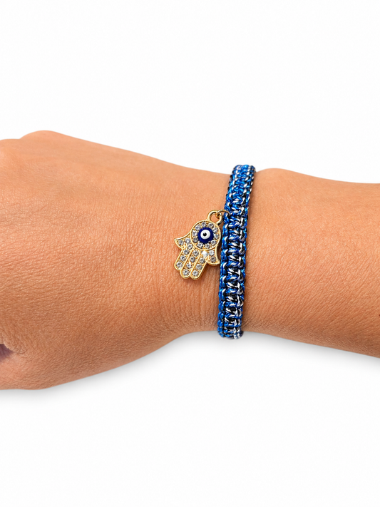 Blue Multi Paracord Adjustable Charm Bracelet