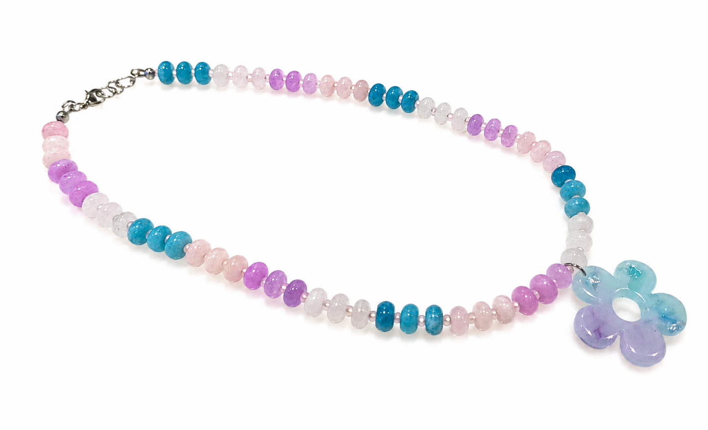 Candy Jade Mermaid Necklace with Resin Flower Charm or Gummy Bear