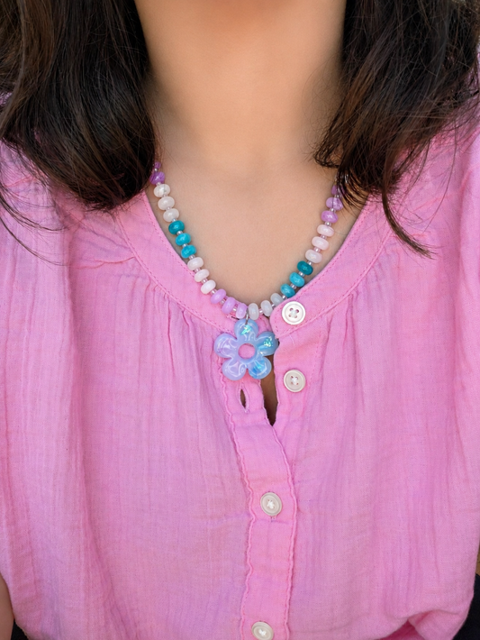 Candy Jade Mermaid Necklace with Resin Flower Charm or Gummy Bear