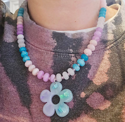 Candy Jade Mermaid Necklace with Resin Flower Charm or Gummy Bear