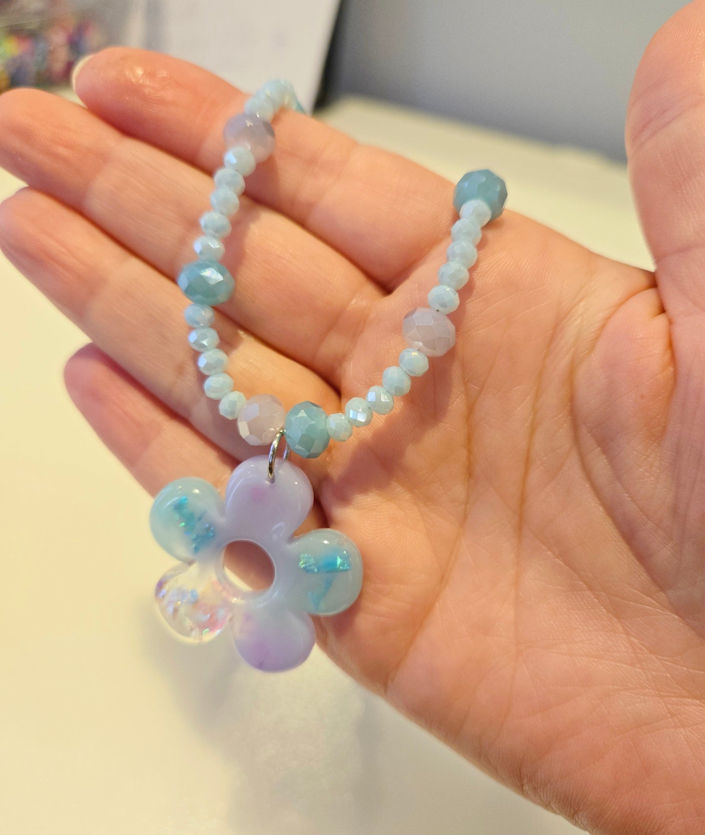 Candy Crystal Resin Flower Necklace